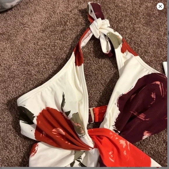 Kate Spade Just Rosy Floral Knotted Halter One Piece Swimsuit size M NWT! - Picture 6 of 11